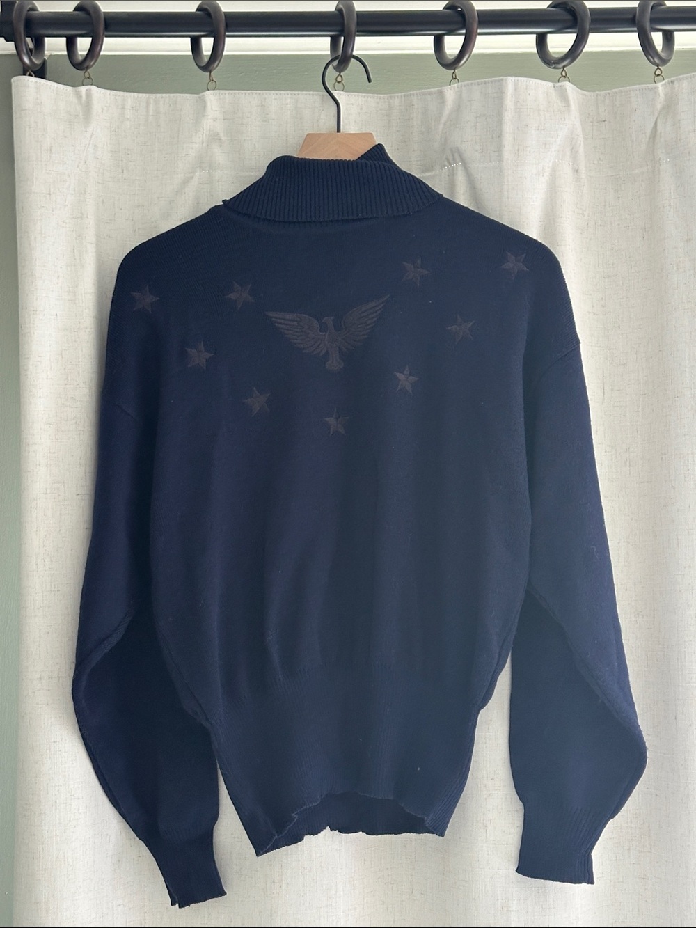 Vintage Meister Wool Blend Eagle Turtleneck Sweater Women’s Large Navy